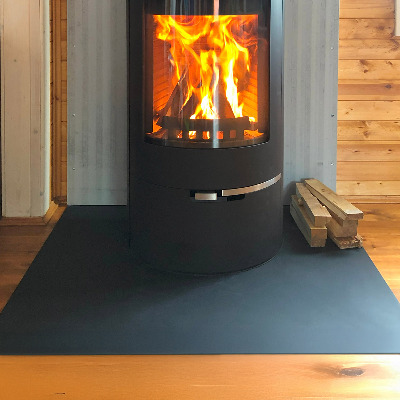 Rektangulær gulvplade til pejs sort i metalplade