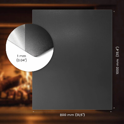 Rektangulær gulvplade til pejs sort i metalplade