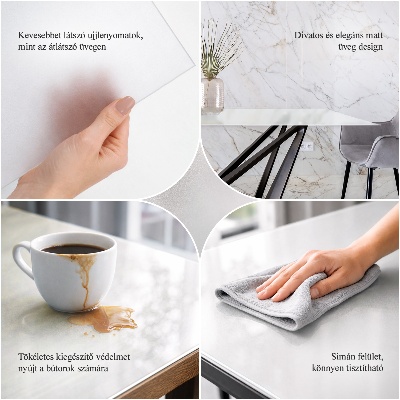 Firkantet glas bordplade i halvgennemsigtigt glas