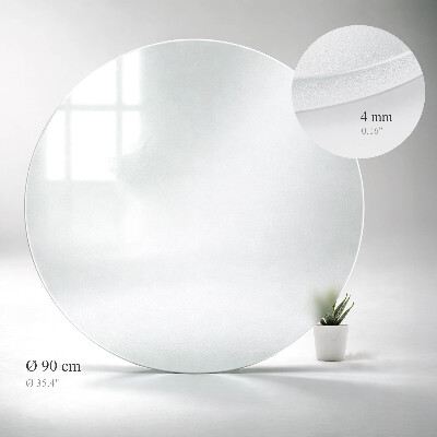 Rund glas bordplade i halvgennemsigtigt glas