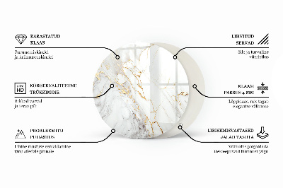 Rund glas bordplade Marmorgrafisk komposition