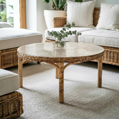 Rund glas bordplade Marmorgrafisk komposition