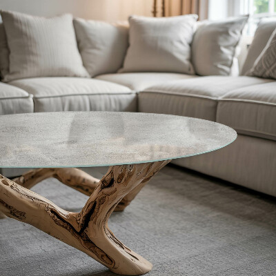 Rund glas bordplade med tryk Ridser på betonoverfladen