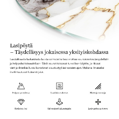 Rund glas bordplade Stilfuldt skovmotiv