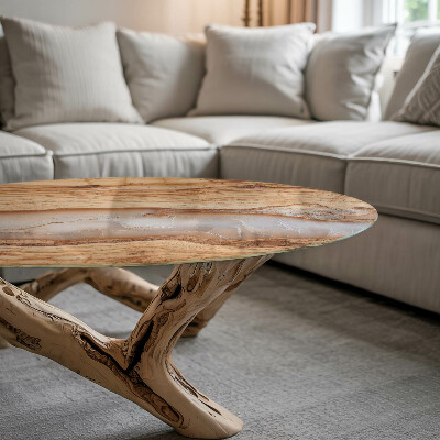 Glas bordplade med tryk Træ i harmoni med harpiks