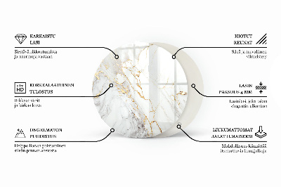 Rund glas bordplade Marmorårer i designet