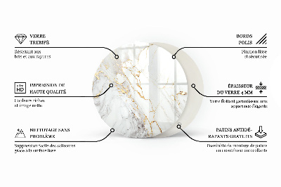 Rund glas bordplade Marmorårer i designet