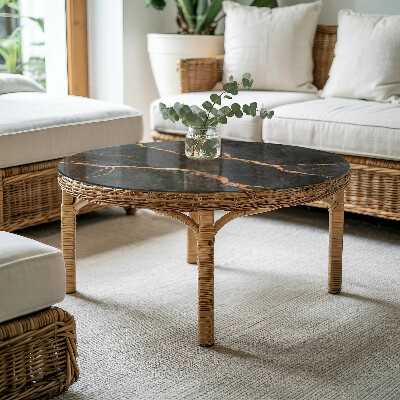 Rund glas bordplade Marmorårer i designet