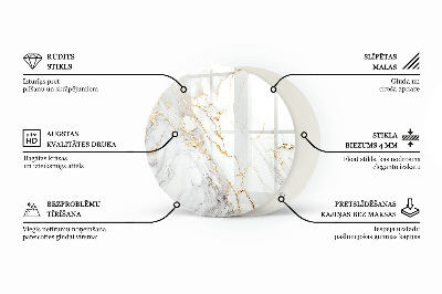 Rund glas bordplade Marmorårer i designet