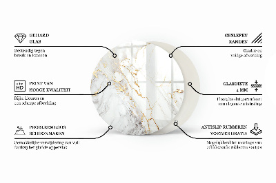 Rund glas bordplade Marmorårer i designet