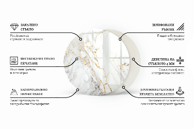 Rund glas bordplade Økologisk træstruktur