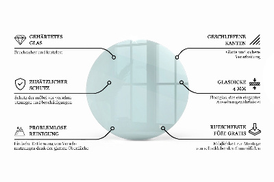 Rund glas bordplade gennemsigtig