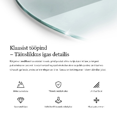 Rund glas bordplade gennemsigtig