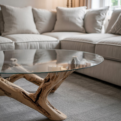 Rund glas bordplade gennemsigtig