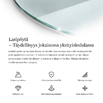 Rund glas bordplade gennemsigtig