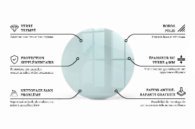Rund glas bordplade gennemsigtig