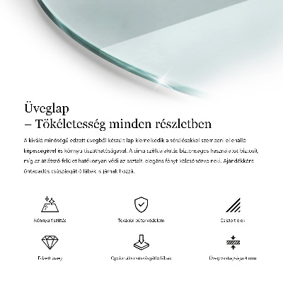 Rund glas bordplade gennemsigtig