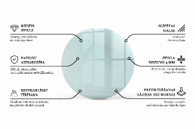 Rund glas bordplade gennemsigtig