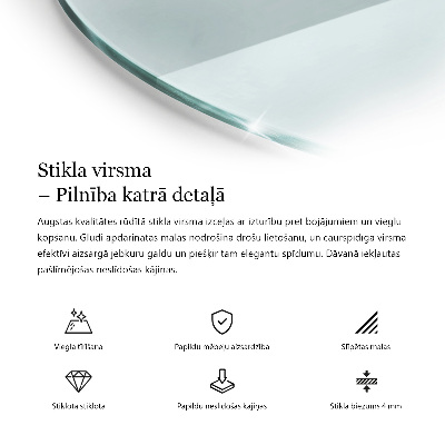 Rund glas bordplade gennemsigtig