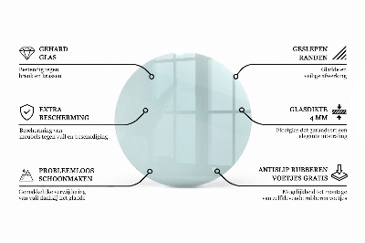 Rund glas bordplade gennemsigtig