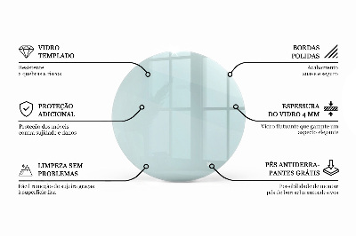 Rund glas bordplade gennemsigtig