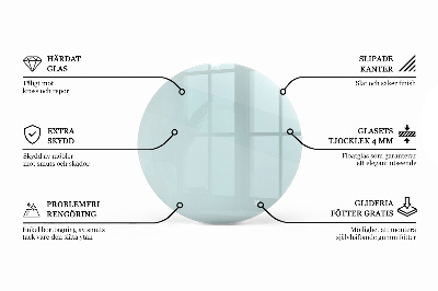 Rund glas bordplade gennemsigtig