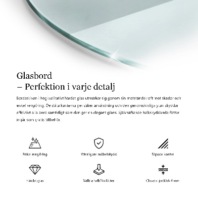 Rund glas bordplade gennemsigtig