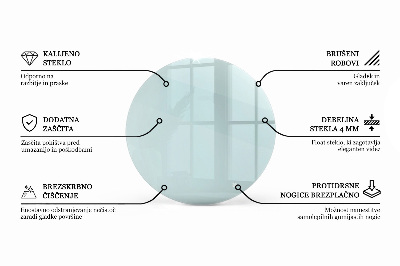 Rund glas bordplade gennemsigtig