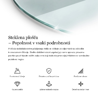 Rund glas bordplade gennemsigtig