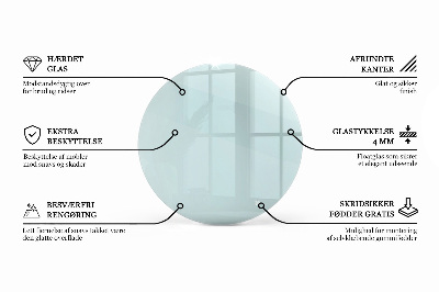 Rund glas bordplade gennemsigtig