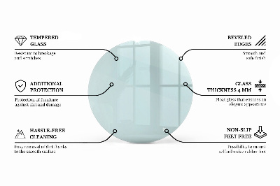 Rund glas bordplade gennemsigtig
