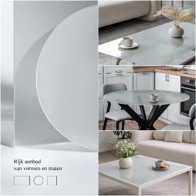 Rektangulær glas bordplade Halvgennemsigtig