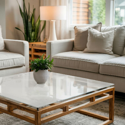 Dekorativ glas bordplade med tryk Ren hvid