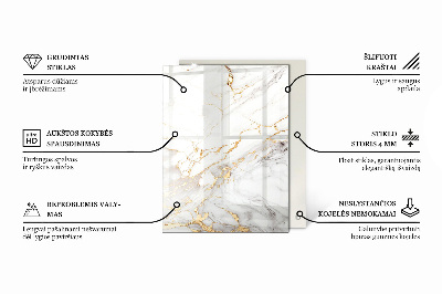 Rektangulær glas bordplade Marmorgrafisk komposition