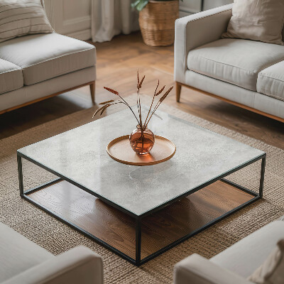 Rektangulær glas bordplade med tryk Ridser på betonoverfladen