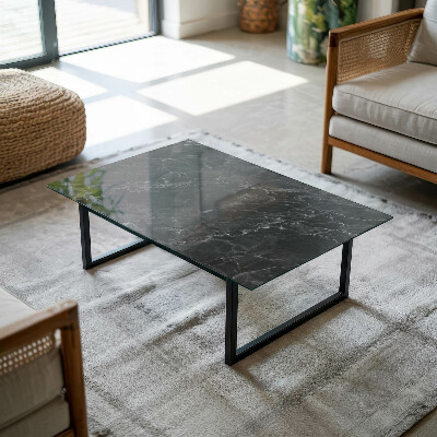 Rektangulær glas bordplade med tryk Marmor med fine årer