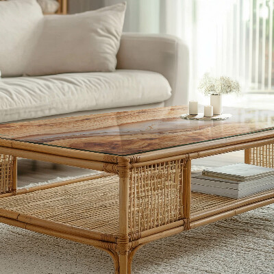 Dekorativ glas bordplade med tryk Træ i harmoni med harpiks