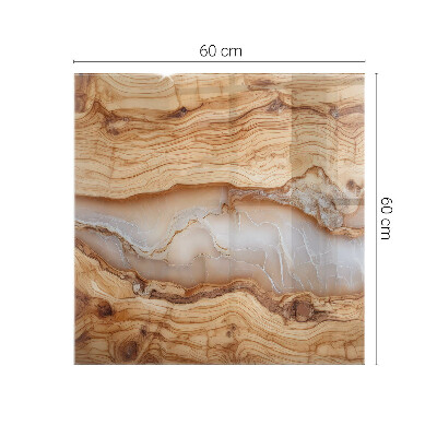 Dekorativ glas bordplade med tryk Træ i harmoni med harpiks