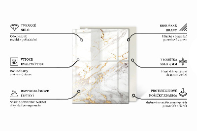 Rektangulær glas bordplade Marmorårer i designet