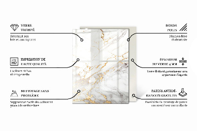 Rektangulær glas bordplade Marmorårer i designet