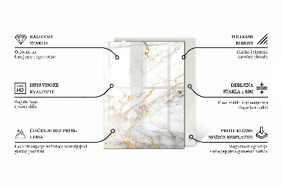 Rektangulær glas bordplade Marmorårer i designet