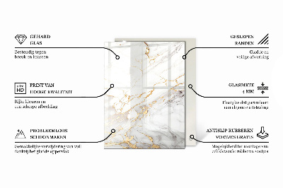 Rektangulær glas bordplade Marmorårer i designet