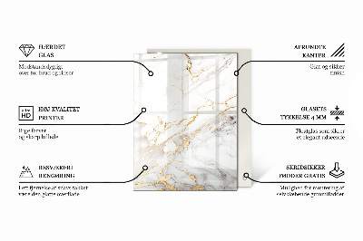 Rektangulær glas bordplade Marmorårer i designet