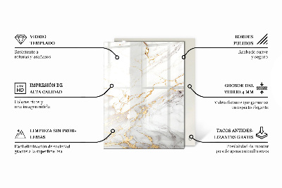 Rektangulær glas bordplade Stilfuldt marmormønster