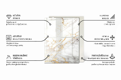 Rektangulær glas bordplade Stilfuldt marmormønster