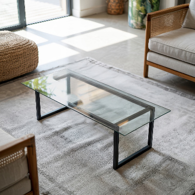 Rektangulær glas bordplade gennemsigtig