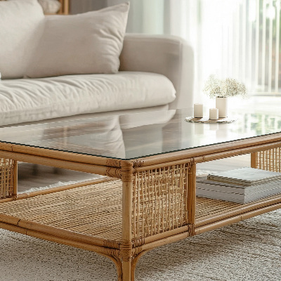 Rektangulær glas bordplade gennemsigtig