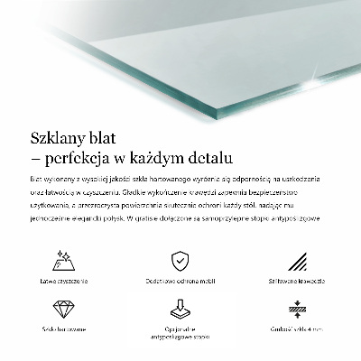 Rektangulær glas bordplade gennemsigtig