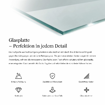 Rektangulær glas bordplade gennemsigtig