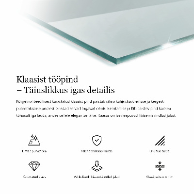 Rektangulær glas bordplade gennemsigtig